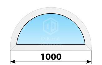 Полукругое глухое пластиковое окно D1000